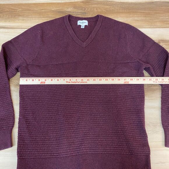 Goodfellow Sweater Mens Large Brick Red V Neck Textured Knit Cotton Blend - Picture 7 of 9